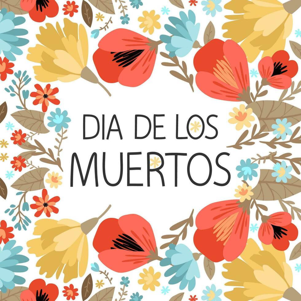dag av de död- kort med blommor. vektor mall med text design. de inskrift är i spanska.