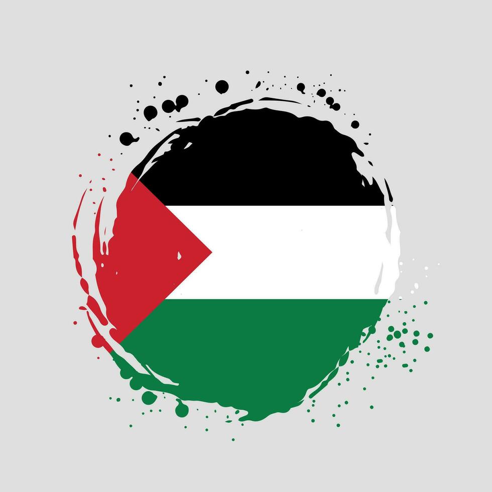 palestina nationell flagga med fläcka borsta stroke effekt. vattenfärg palestina flagga design vektor
