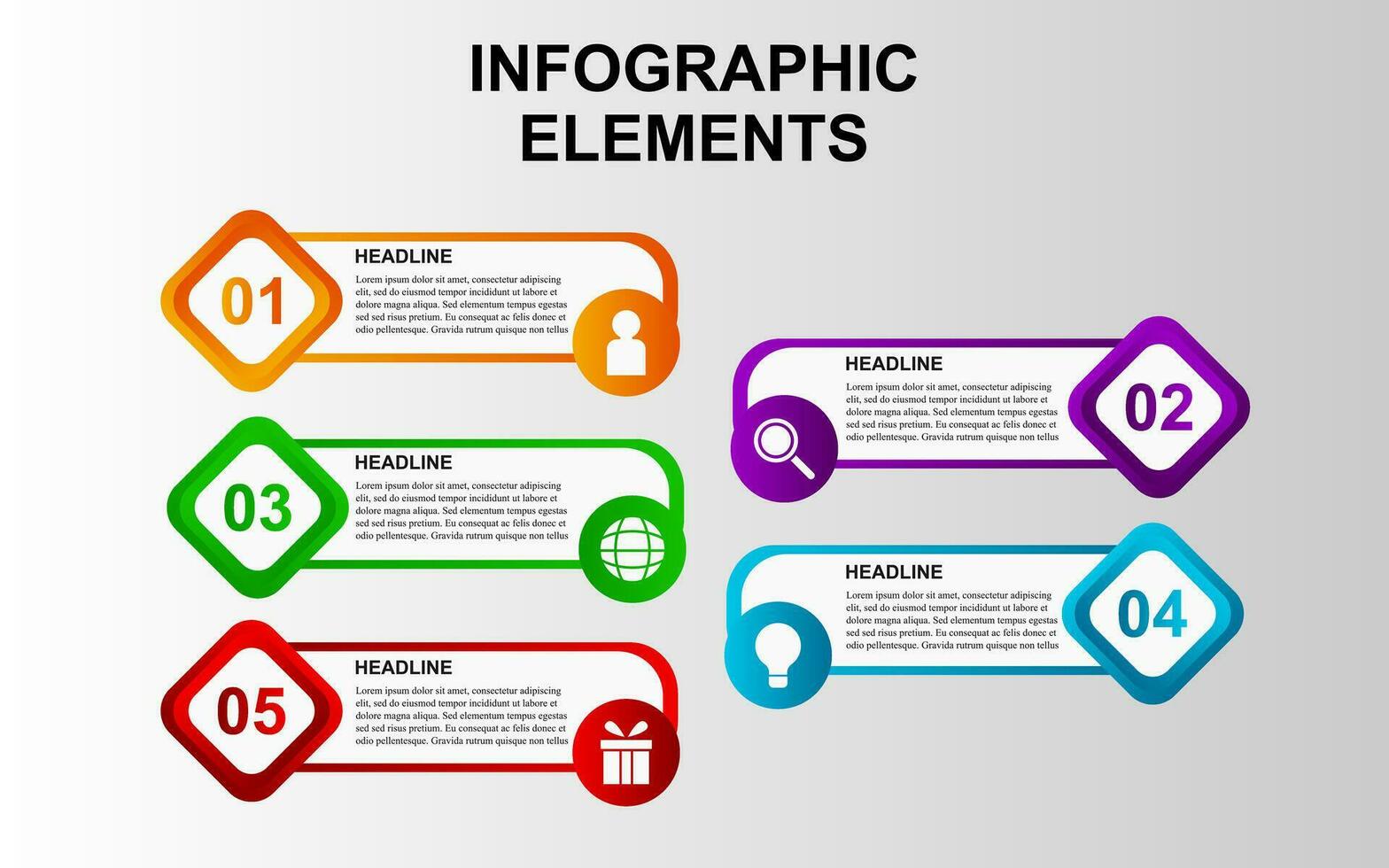 infographic mall design med 5 steg. infographic design för presentationer, banderoller, infografer och posters vektor