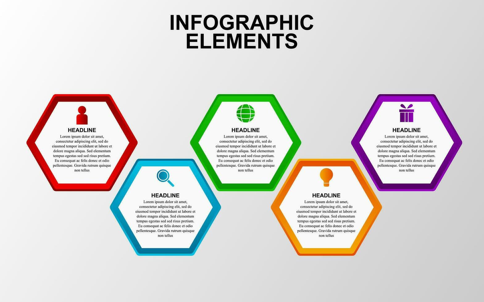 Infografik Vorlage Design mit 5 Schritte. Infografik Design zum Präsentationen, Banner, Infografiken und Plakate vektor