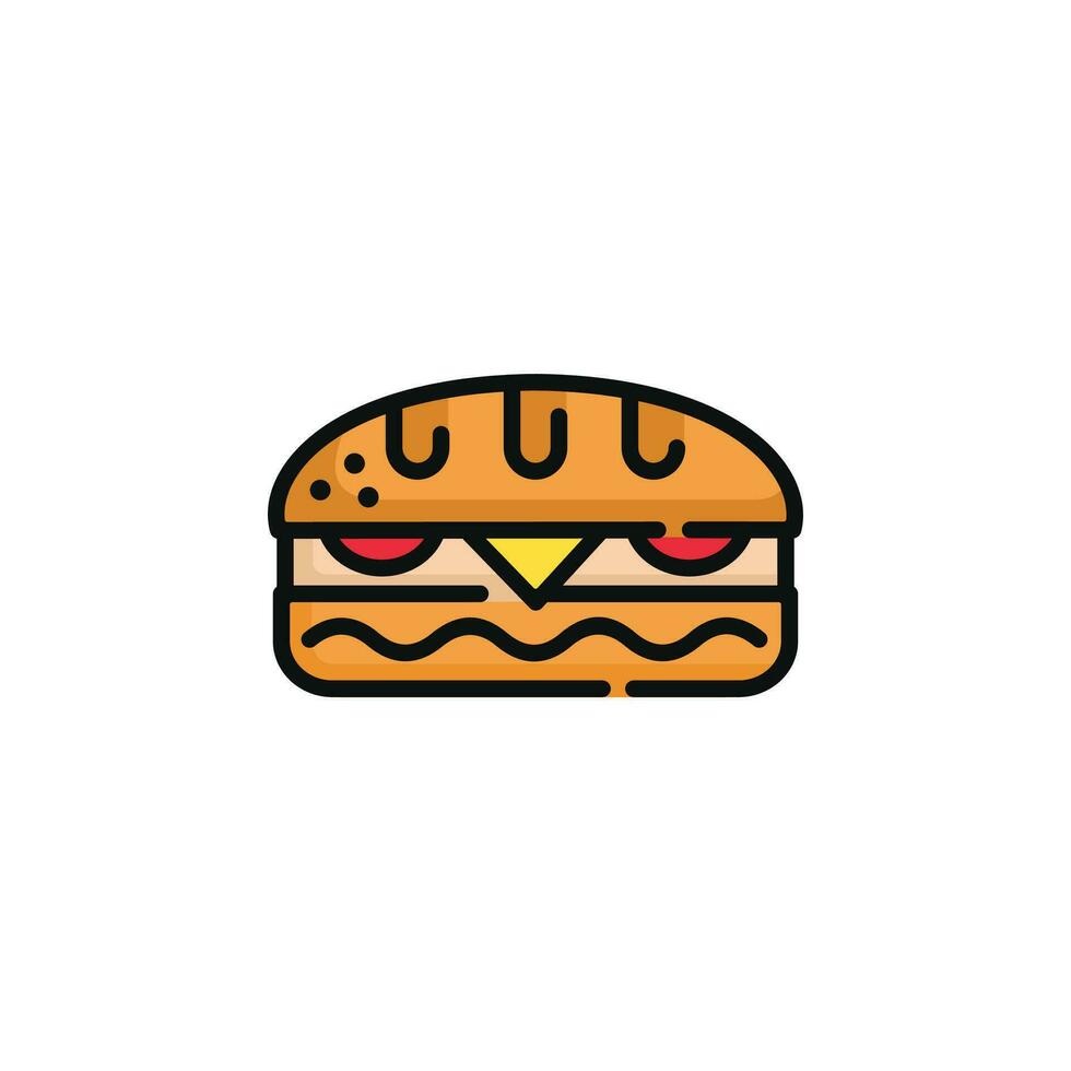 Sandwich Vektor Illustration isoliert auf Weiß Hintergrund. Sandwich Symbol