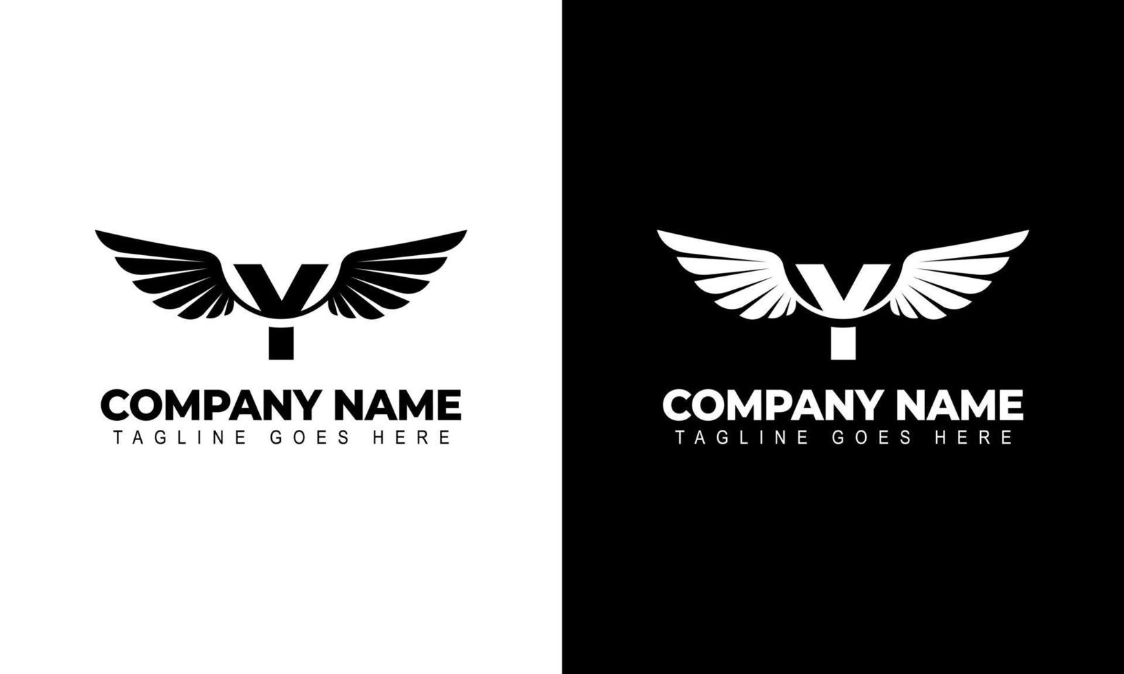 bokstaven y med vingar logotyp etikett emblem tecken stämpel. vektor illustrationer