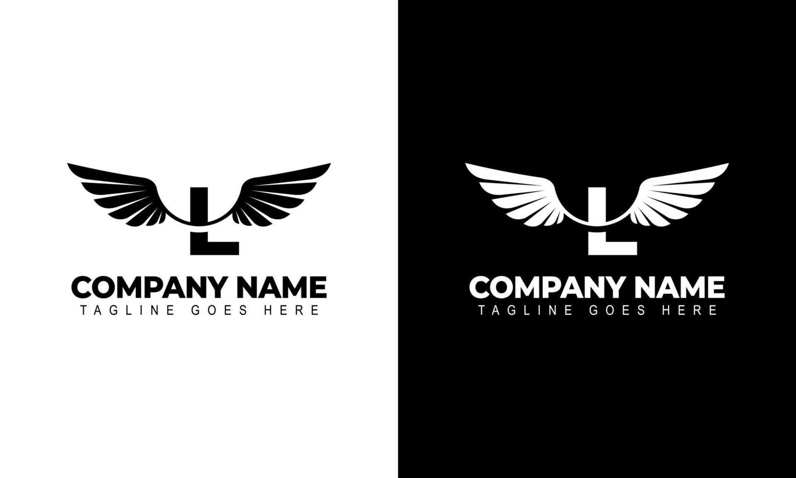 Buchstabe l mit Flügel-Logo-Label-Emblem-Zeichen-Stempel. Vektorgrafiken vektor