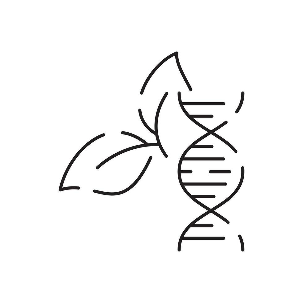 genetisch Ingenieurwesen Vektor Linie Symbol. Genetik Labor Forschung, Biochemie Experiment. Piktogramm Konzept. Gliederung Symbol. einfach Vektor Material Design von Netz Grafik.