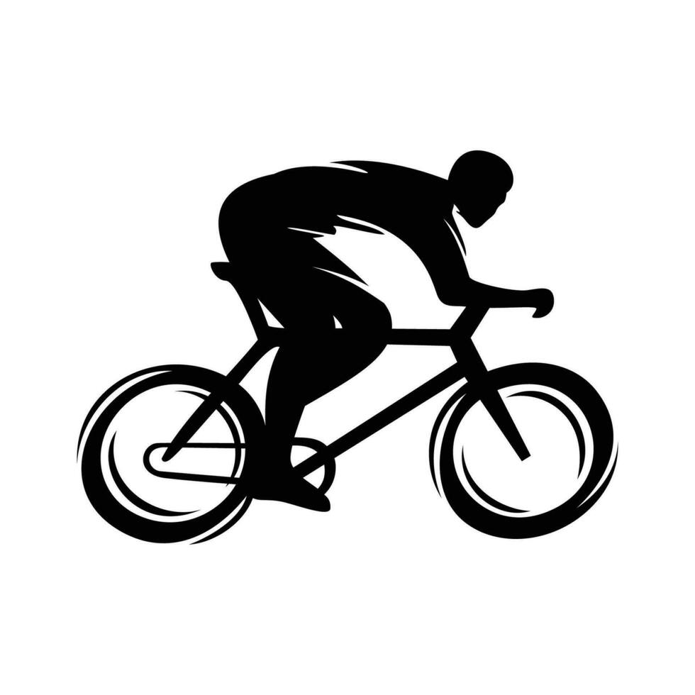 Radfahrer-Silhouette-Design. Mann fährt Fahrrad Zeichen und Symbol. vektor