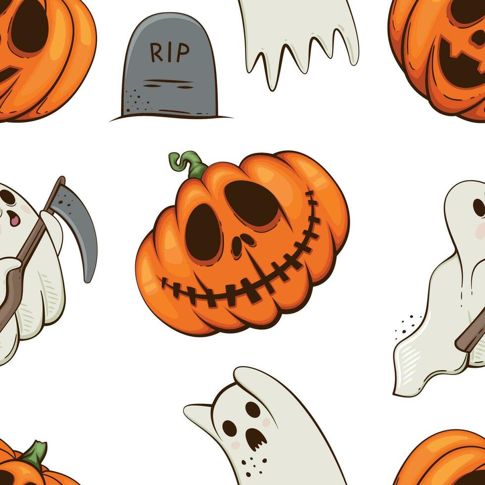 halloween mönster design, spöken, skrämmande pumpa ondska bakgrund. läskigt halloween bakgrund med pumpor med skrämmande ansikten, ondska pumpor bakgrund vektor