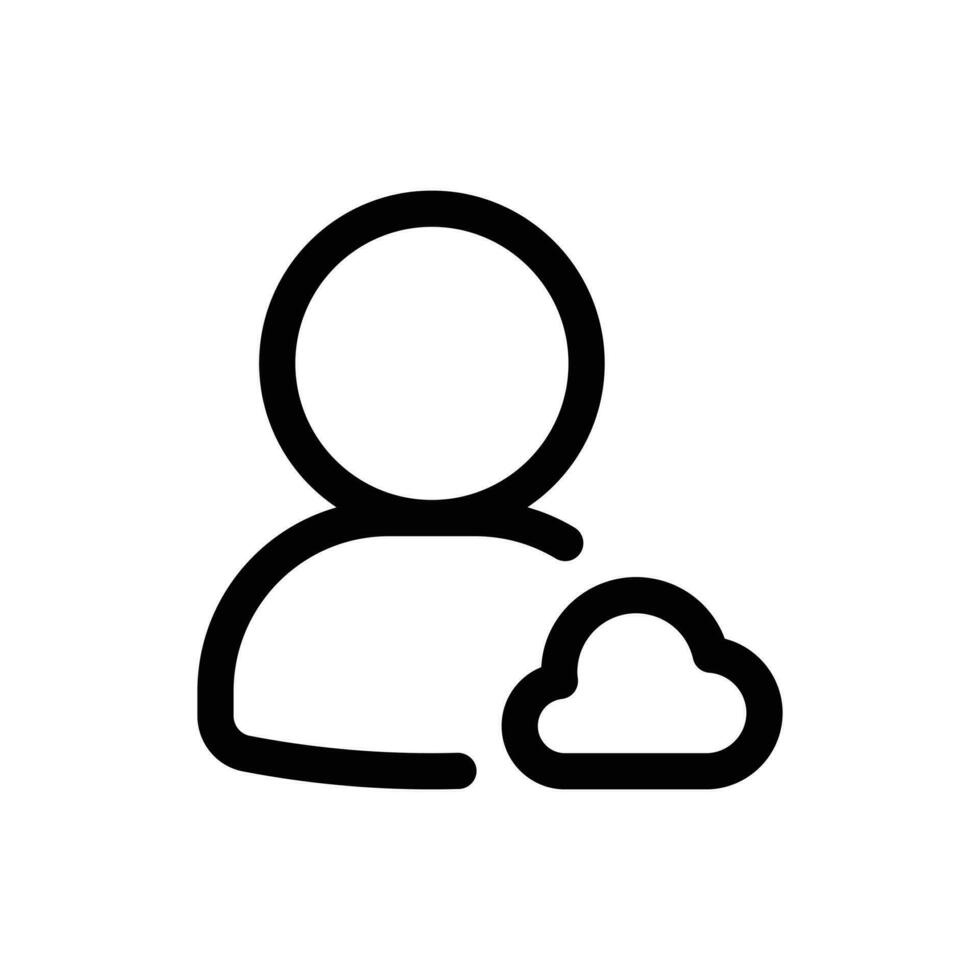 moln användare ikon i trendig översikt stil isolerat på vit bakgrund. moln användare silhuett symbol för din hemsida design, logotyp, app, ui. vektor illustration, eps10.