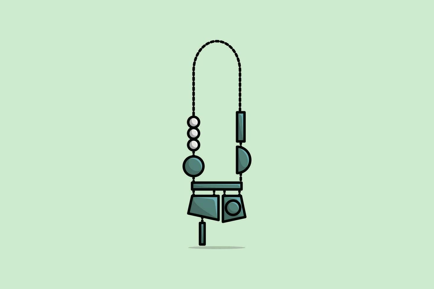 modern kvinna pärlor halsband platt design vektor illustration. skönhet mode objekt ikon begrepp. kvinna Tillbehör, elegant halsband isolerat på grön bakgrund.