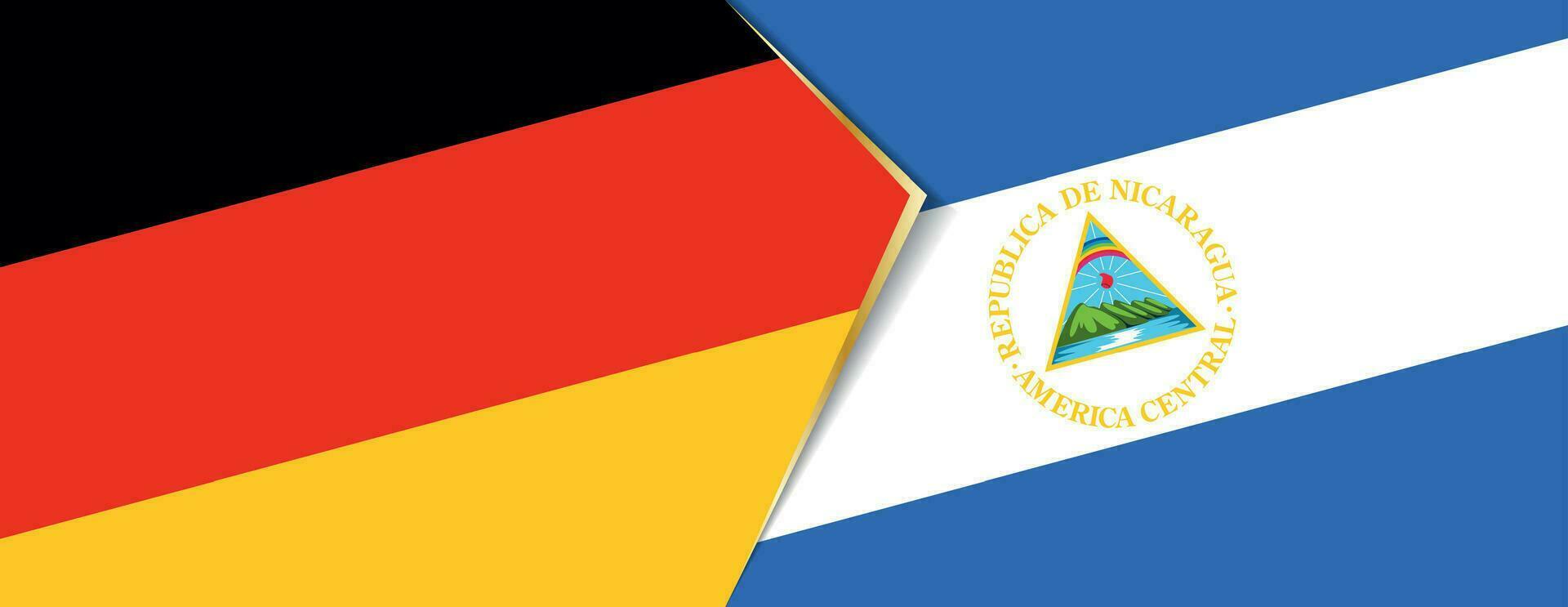 Deutschland und Nicaragua Flaggen, zwei Vektor Flaggen.