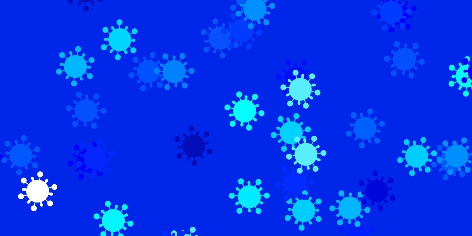 ljusblå vektor bakgrund med virussymboler.