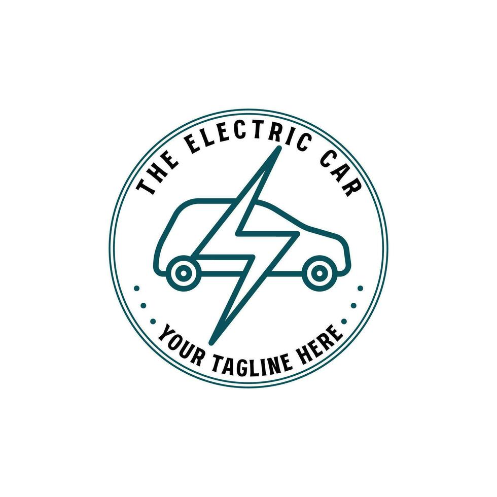 elektrisch Auto verlängerbar Grün Energie Abzeichen Emblem Etikette Symbol Symbol Illustration vektor