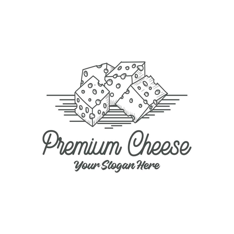 Jahrgang retro Käse Block zum Produkt Etikette Logo Design vektor