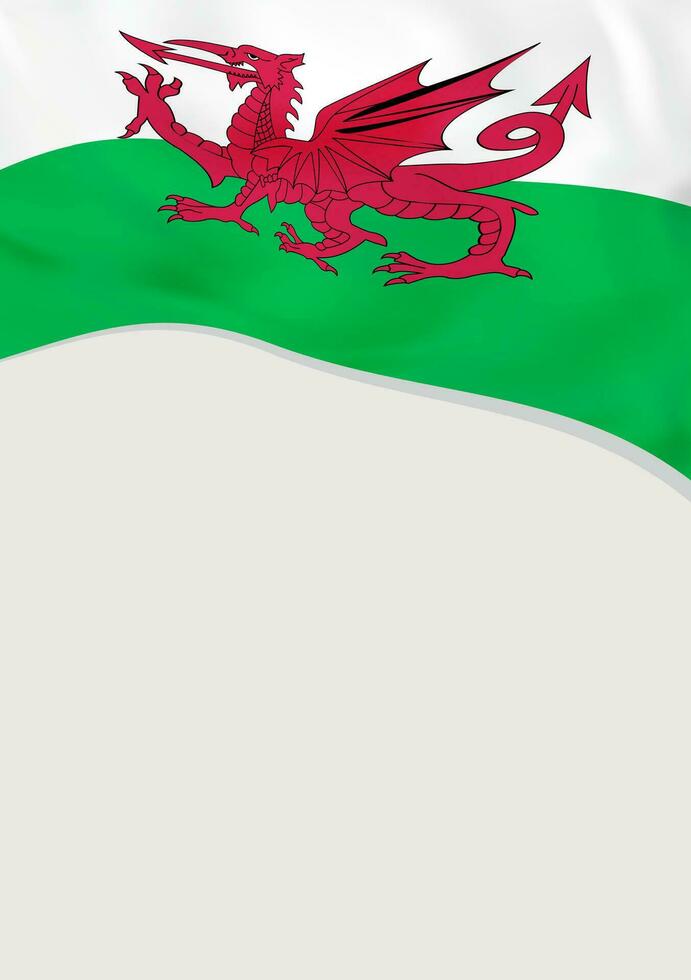 Flugblatt Design mit Flagge von Wales. Vektor Vorlage.