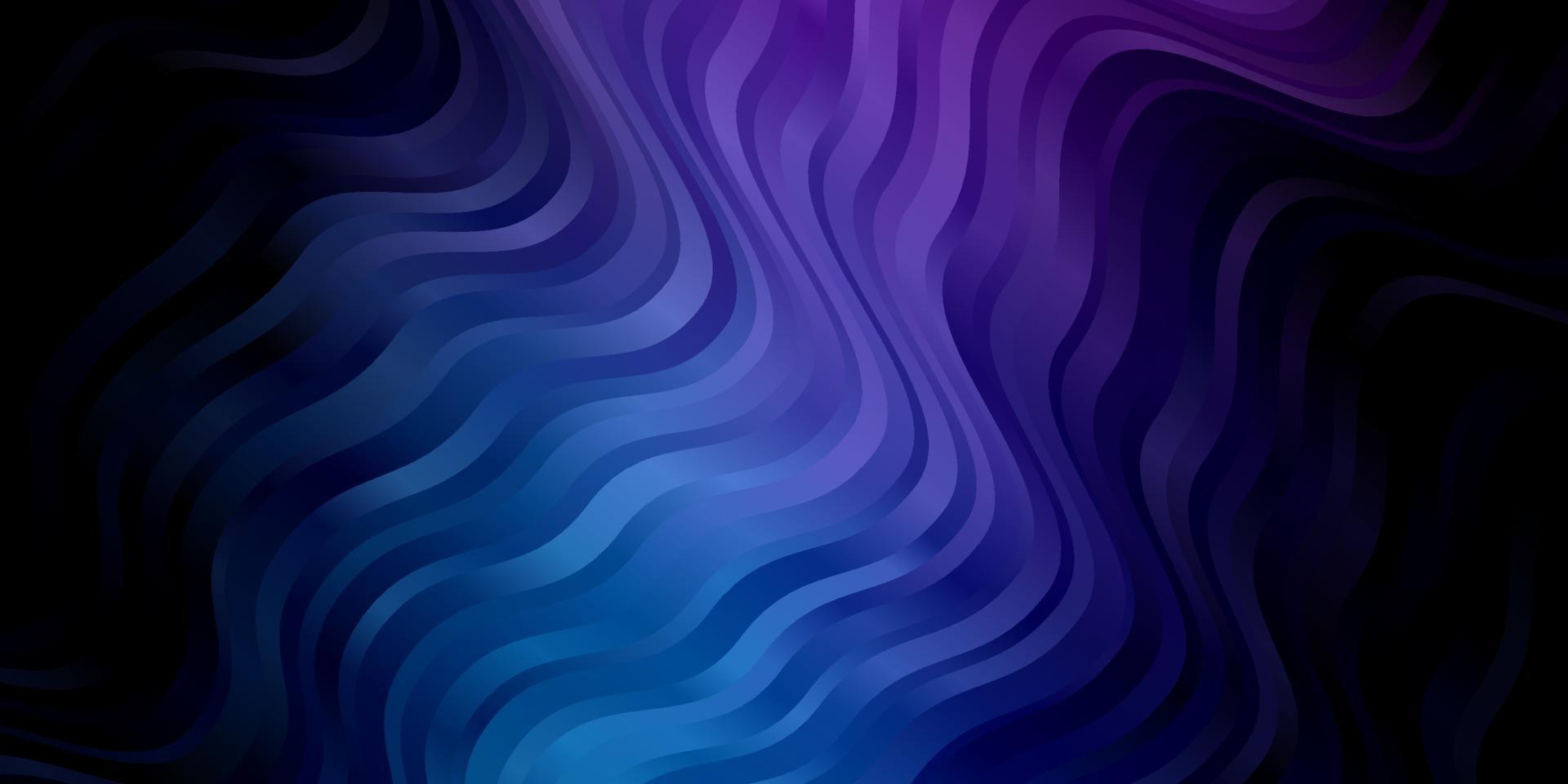 dunkelrosa, blauer Vektorhintergrund mit gebogenen Linien. vektor