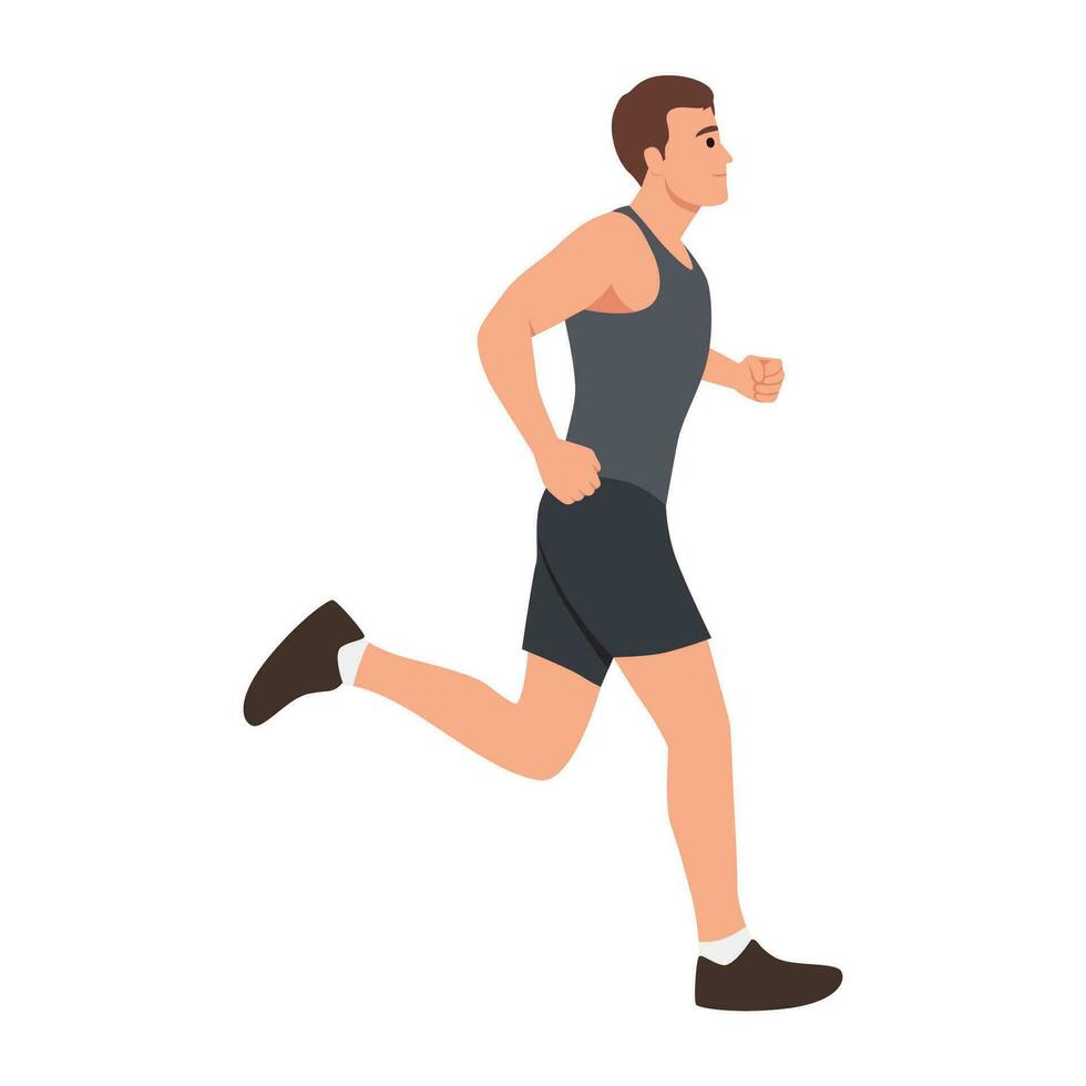 Mann Laufen oder Joggen. trainieren Übung. Marathon- Athlet tun Sprint draussen. vektor