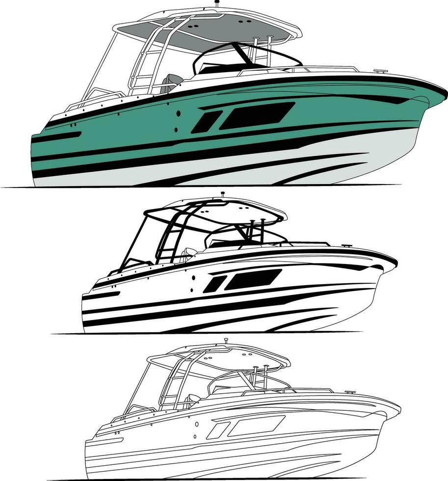 båt vektor, fiske båt vektor linje konst och ett Färg.