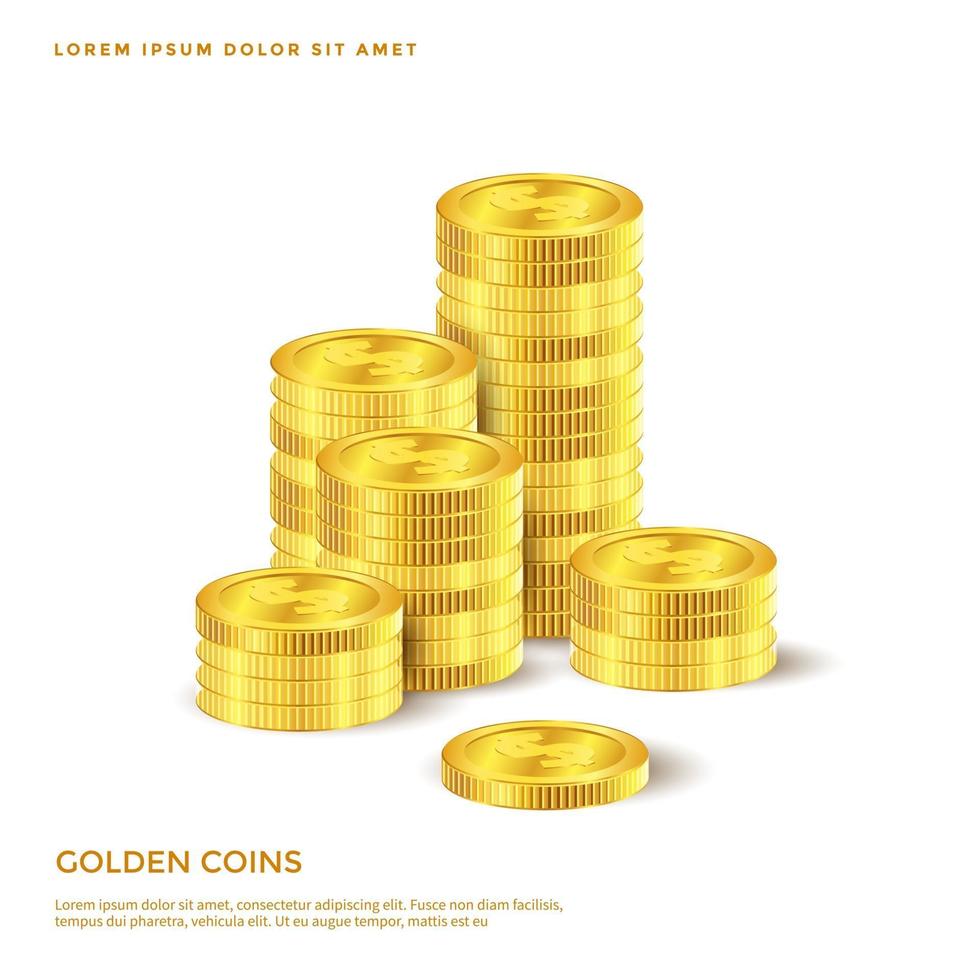gyllene mynt objekt, pengar bakgrund design vektor