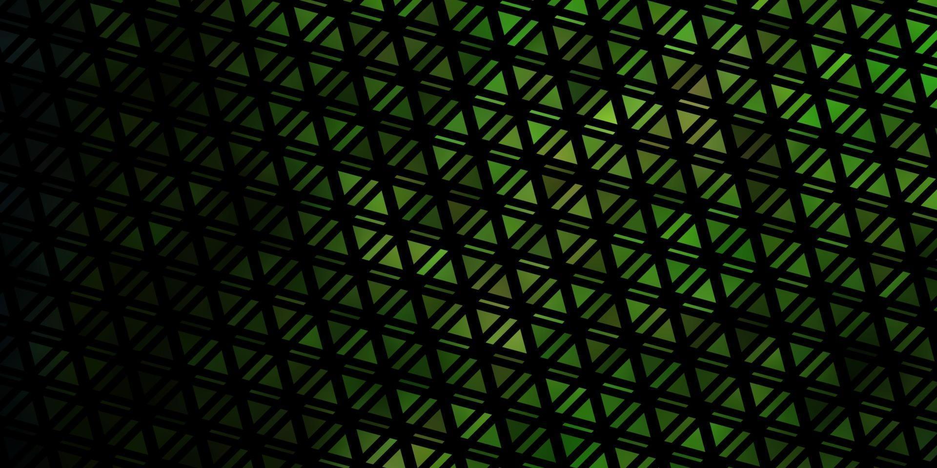 dunkelgrüne, gelbe Vektorschablone mit Kristallen, Dreiecken. vektor
