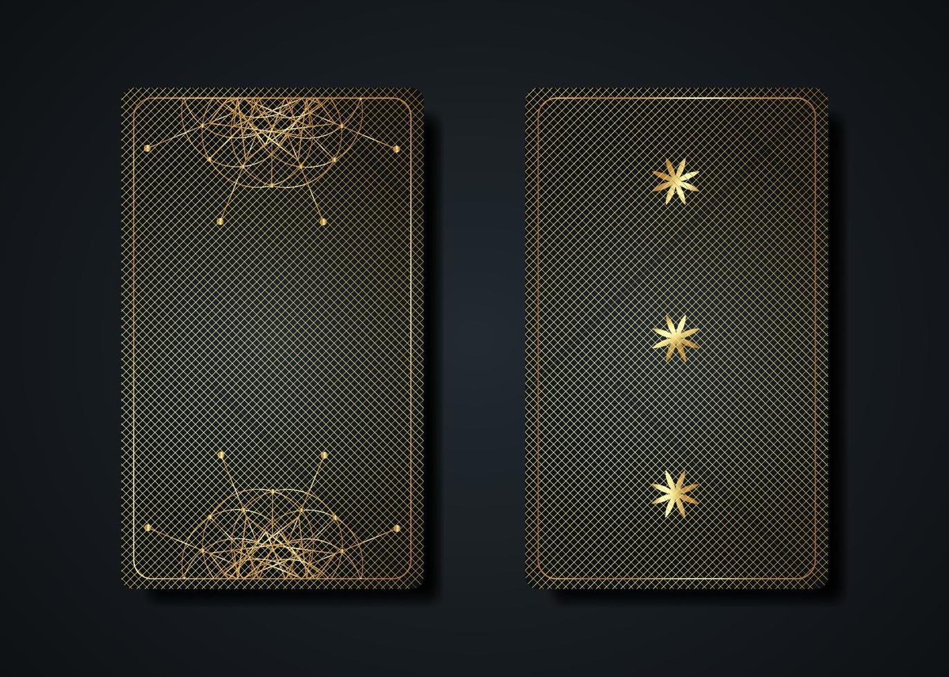 Set magische Tarotkarten, goldenes magisches okkultes heiliges Geometriezeichen vektor