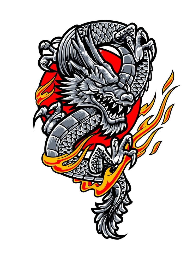 Drachen japanische Tattoo-Kunst vektor