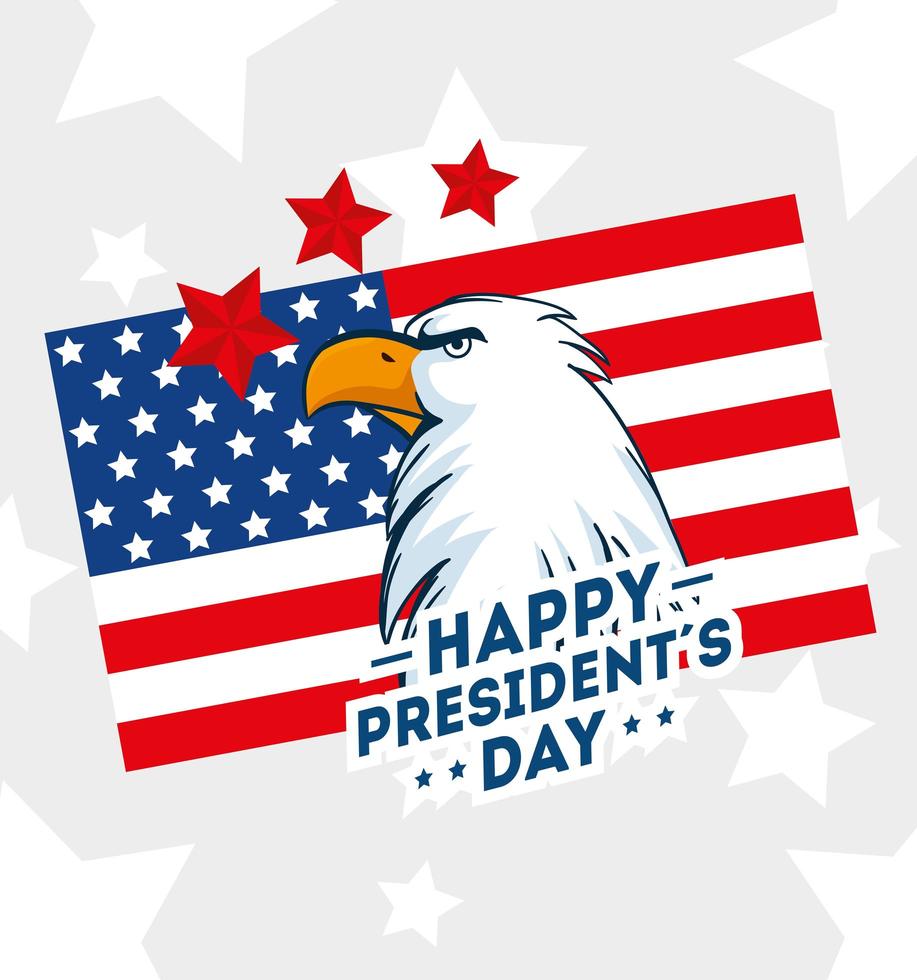 glad presidentdag med örn och flagga usa vektor