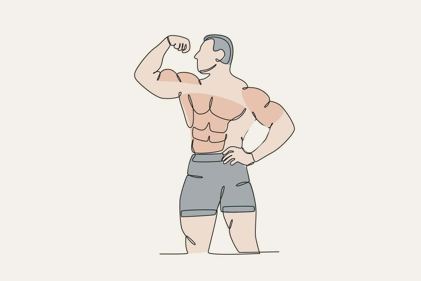 farbig Illustration von ein Athlet zeigen seine Muskeln vektor