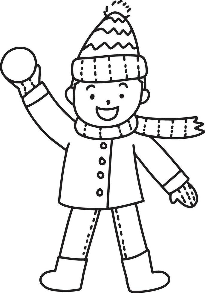 glücklich Kinder abspielen Schneeball, Kind, Kind Jahreszeit, draussen abspielen Vektor Illustration