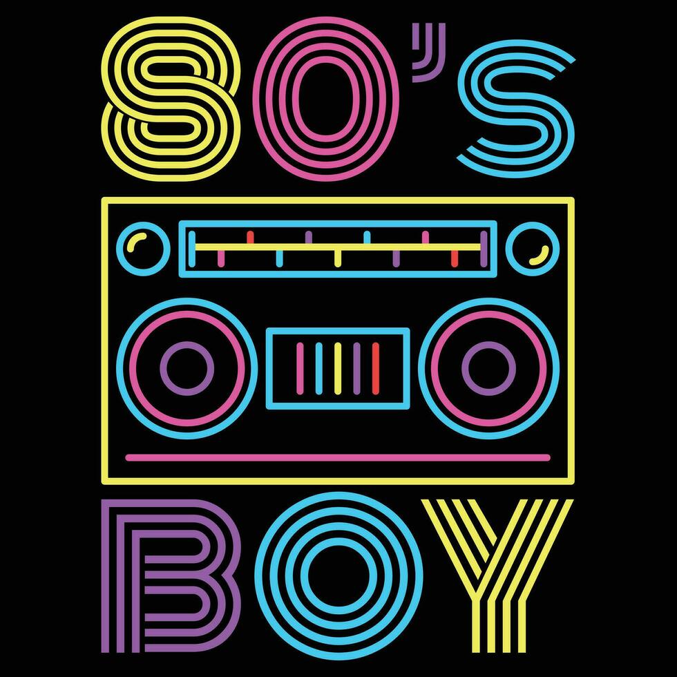 80s pojke 1980 mode 80 tema fest åttiotalet kostym gåva t skjorta vektor