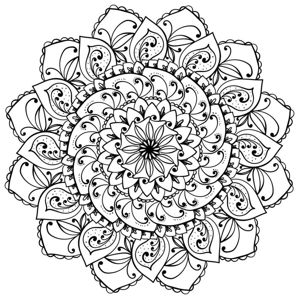 einfach zart Strudel Mandala Färbung Seite zum Erwachsene kaleidoskopisch Motiv vektor