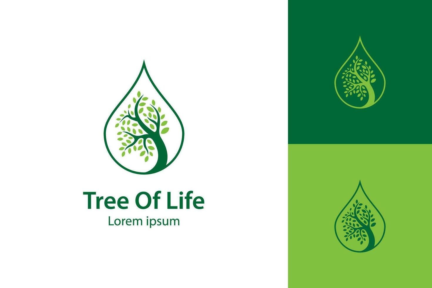 träd och droppar eller vatten kombinerad med träd liv logotyp design illustration för ekologi, miljö och lantbruk vektor ikon logotyp