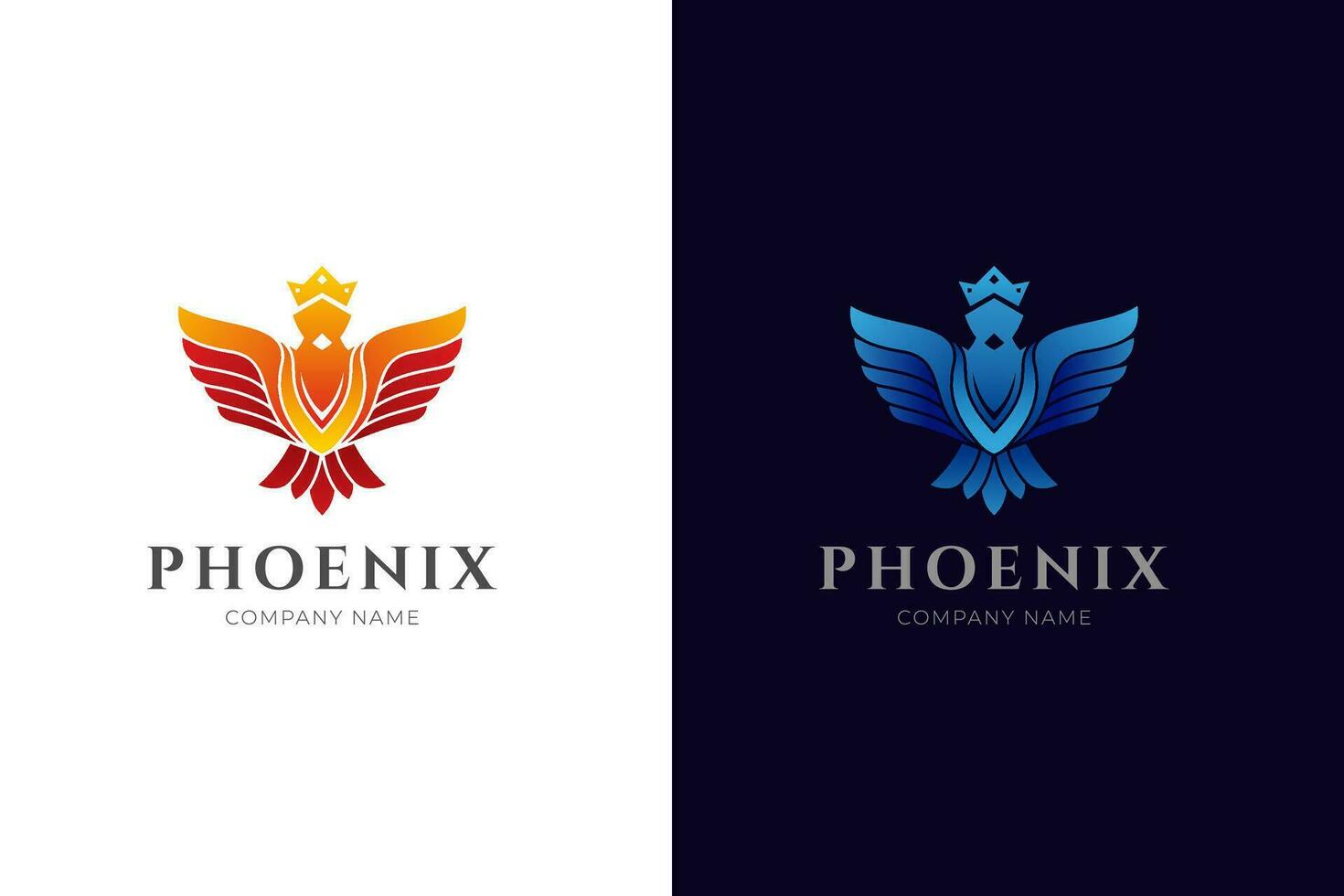 fågel Fenix fågel logotyp ikon design med krona symbol. flygande Örn kung logotyp vektor