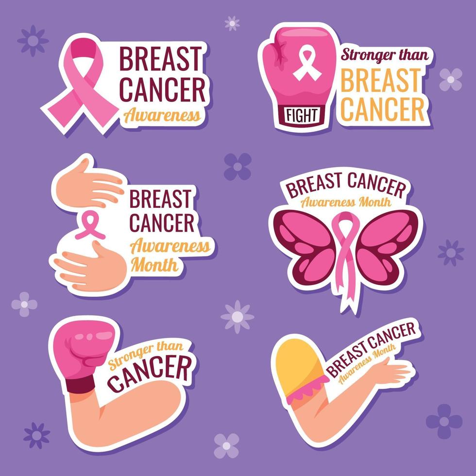 bröstcancer medvetenhet månad klistermärke vektor
