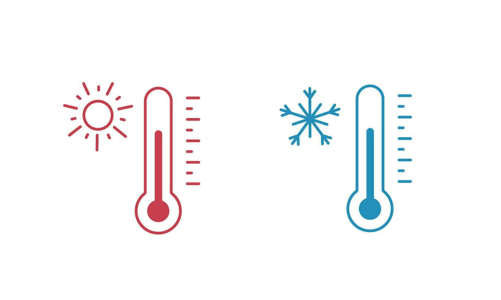 Thermometer Linie Symbol Satz. hoch und niedrig Temperatur. Vektor Illustration