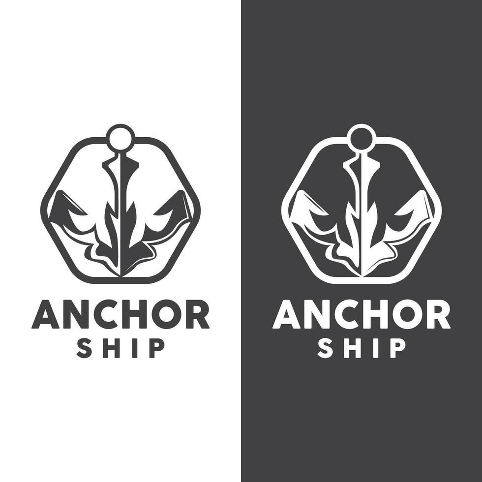 einfach Schiff Anker Logo Design, Silhouette Vektor Illustration