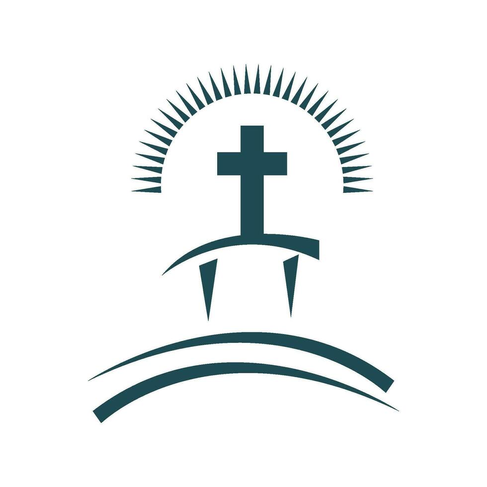 kyrka logotyp ikon design vektor