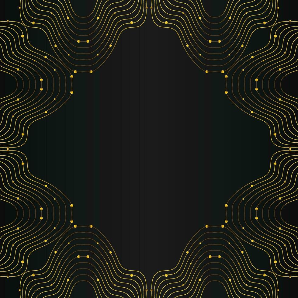 guld linje ram dekoration på svart bakgrund vektor