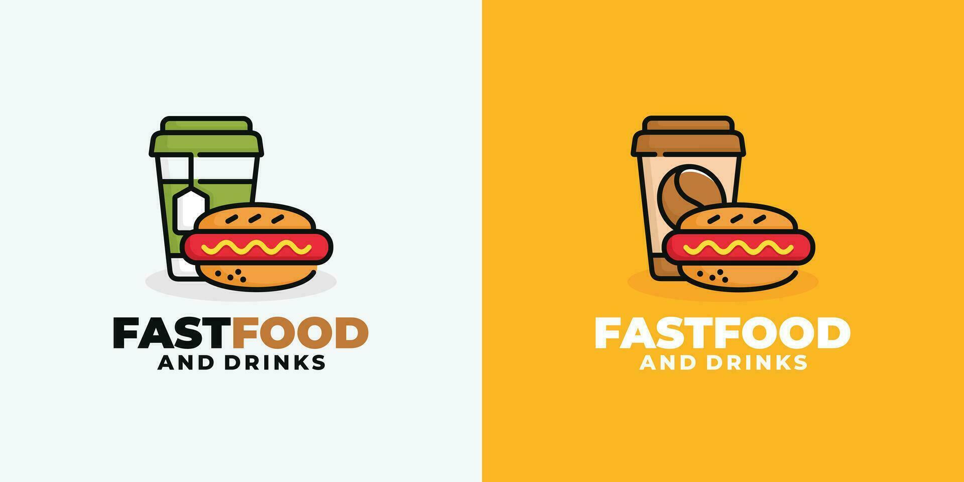 heiß Hund und trinken schnell Essen Logo Design Vektor
