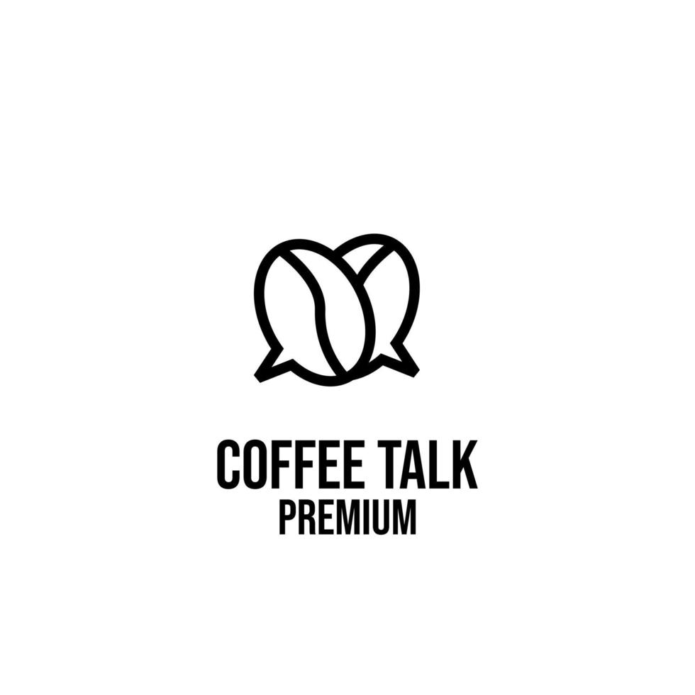 Premium-Kaffeebohne sprechen einfaches schwarzes Logo-Design isolierter Hintergrund vektor