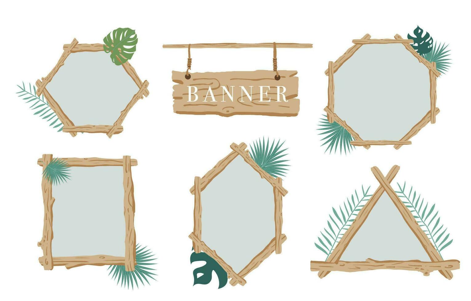 Holz Banner Sammlung von Safari.bearbeitbar Vektor Illustration zum Geburtstag Einladung, Postkarte und Aufkleber