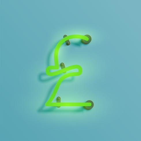 Realistische Neonfigur aus einem Schriftsatz, Vektor