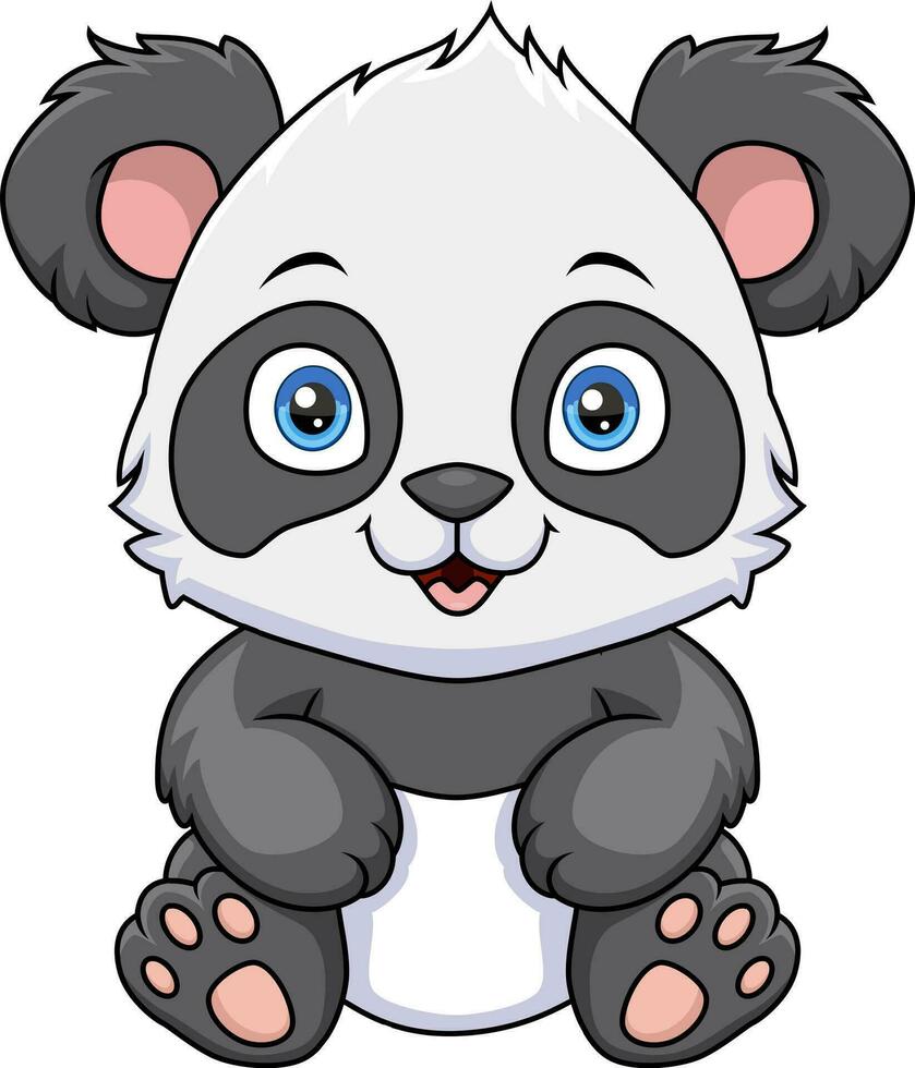 söt bebis tecknad serie panda på vit bakgrund vektor