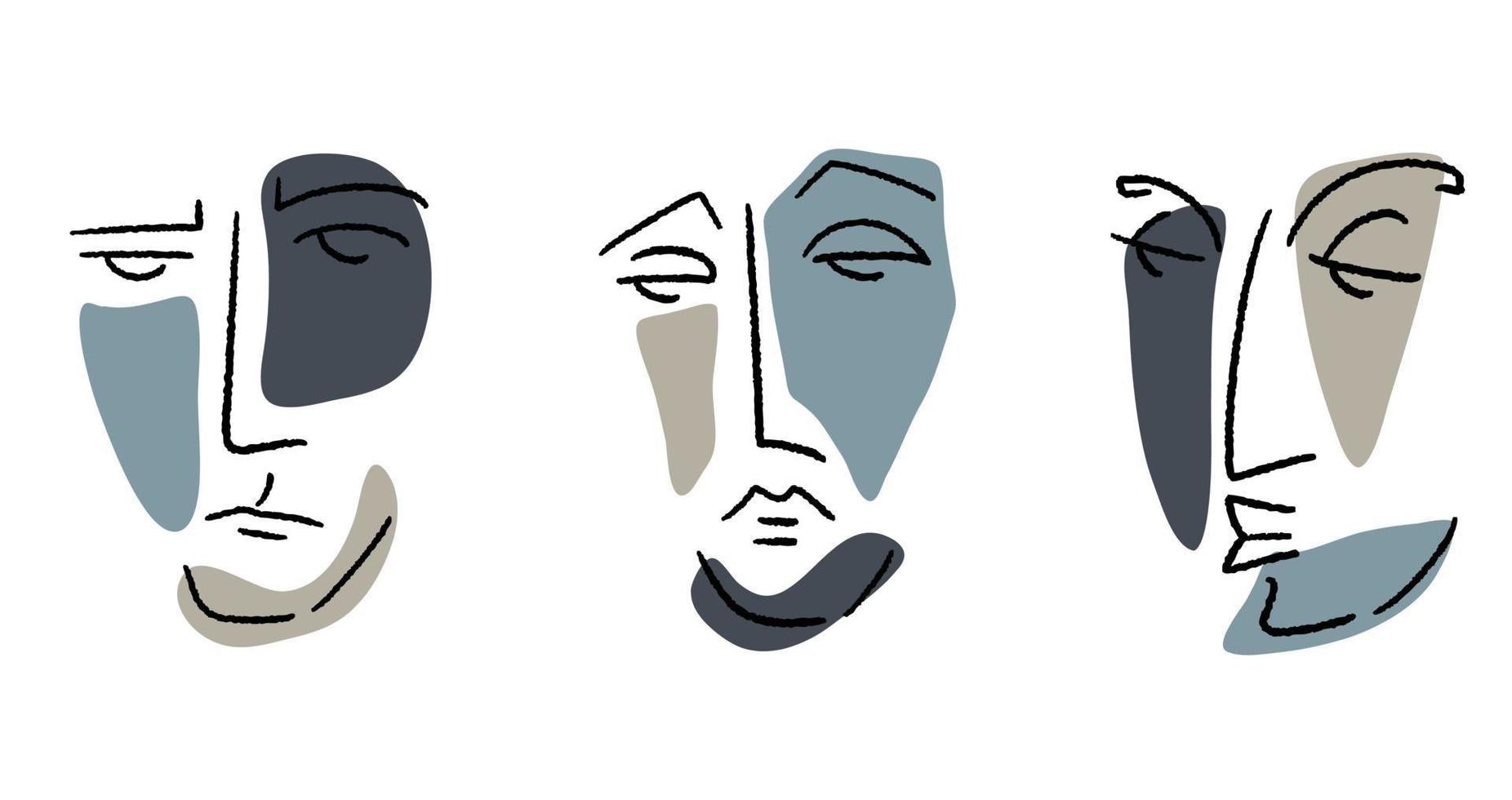 Reihe von modernen abstrakten Gesichtern. vektor
