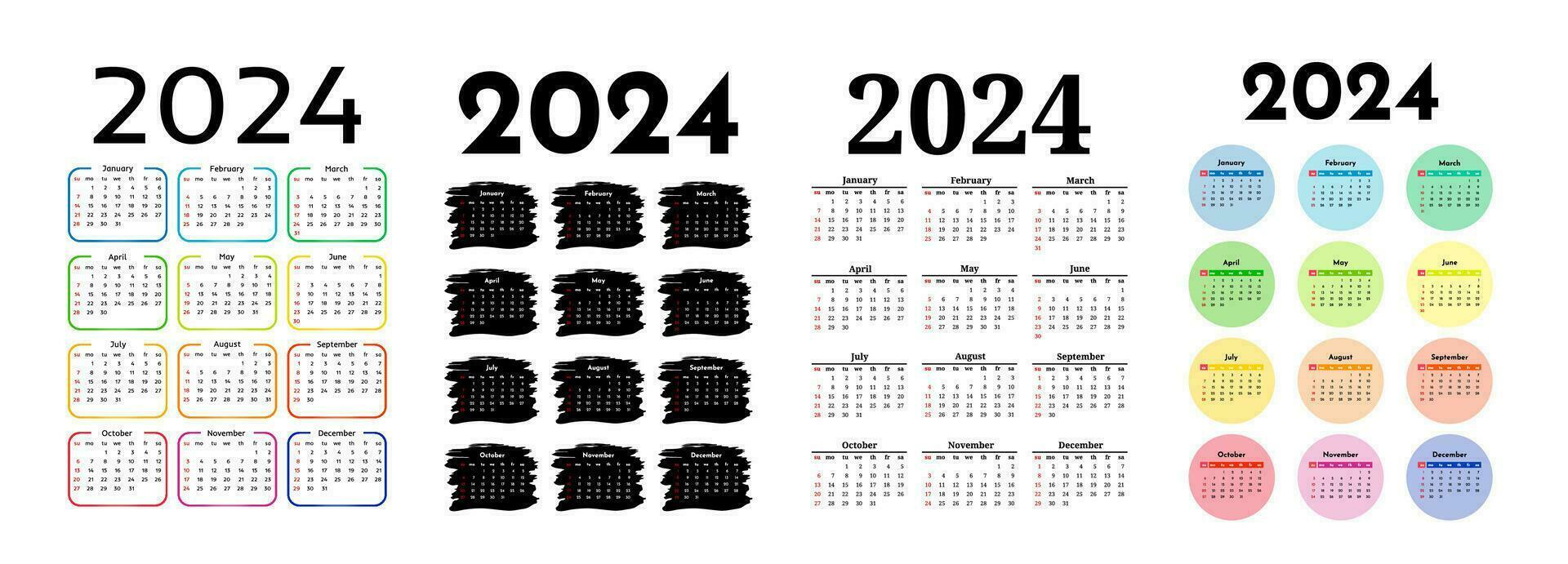 Kalender zum 2024 isoliert auf ein Weiß Hintergrund vektor