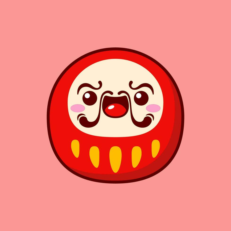 süß und kawaii Stil japanisch Daruma Puppe vektor