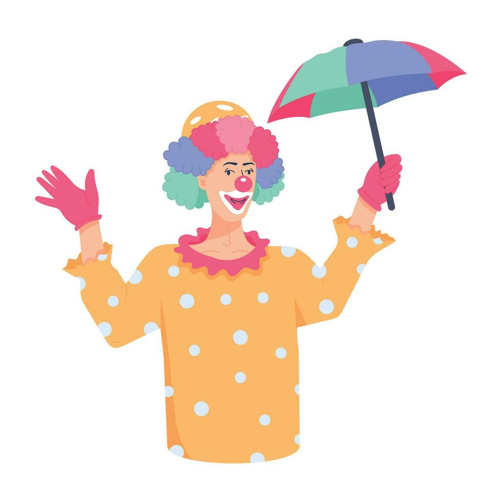 trendig clown paraply vektor