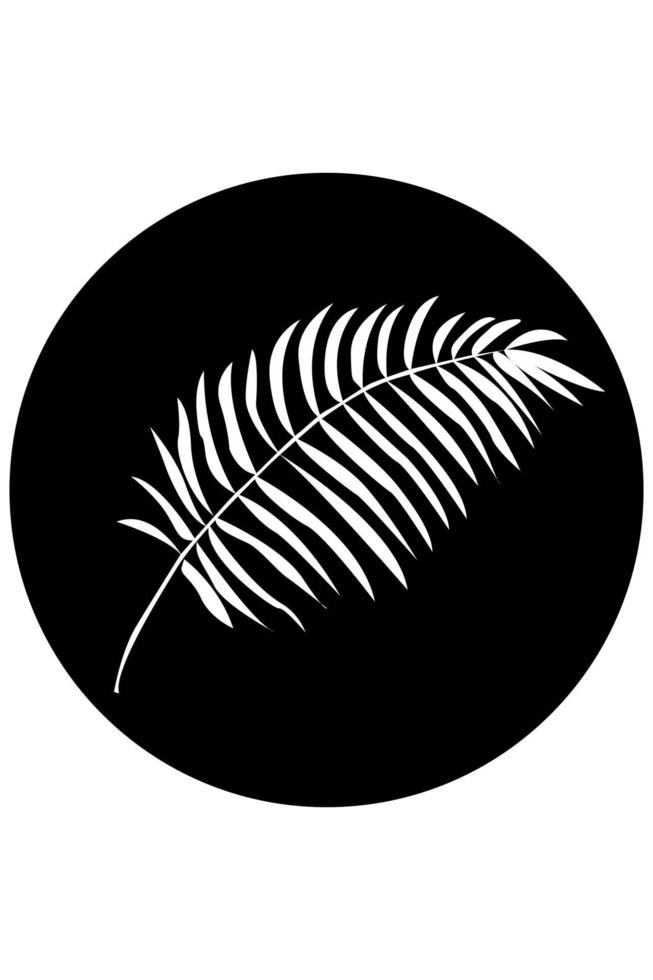 tropiskt blad på en svart cirkel, abstrakt. vektor