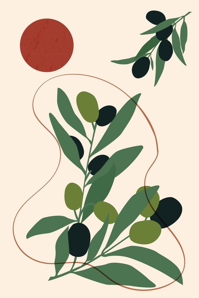 minimalistisk illustration med en olivgren. vektor