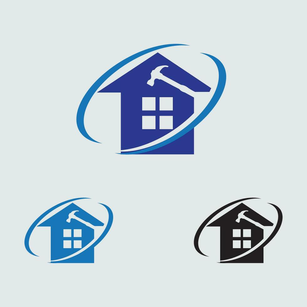 modern Haus Reparatur Logo und Symbol Illustration Design auf grau Hintergrund vektor