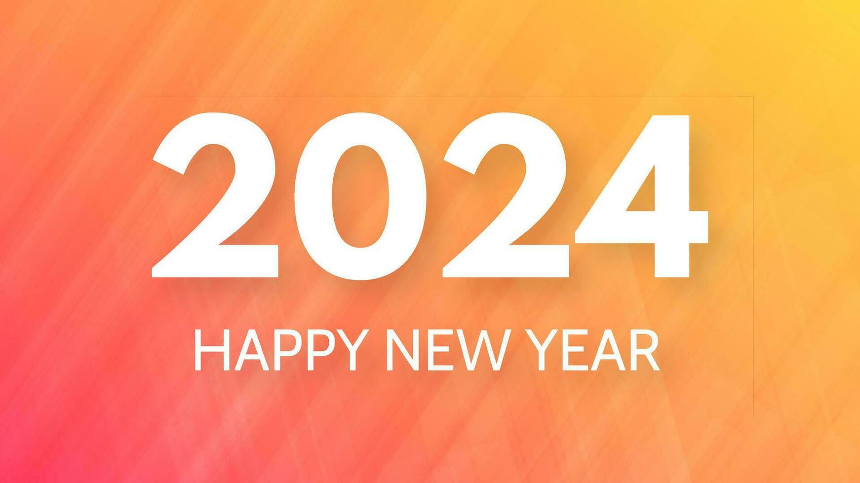 2024 glücklich Neu Jahr Hintergrund. modern Gruß Banner Vorlage mit Weiß 2024 Neu Jahr Zahlen auf Orange abstrakt Hintergrund mit Linien. Vektor Illustration
