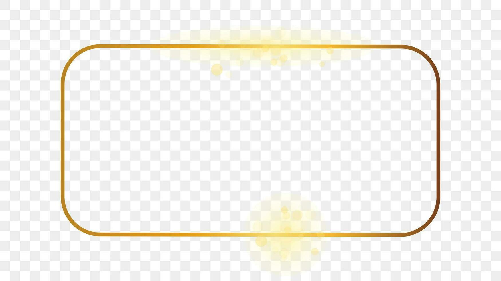 Gold glühend gerundet rechteckig Rahmen isoliert auf Hintergrund. glänzend Rahmen mit glühend Auswirkungen. Vektor Illustration.